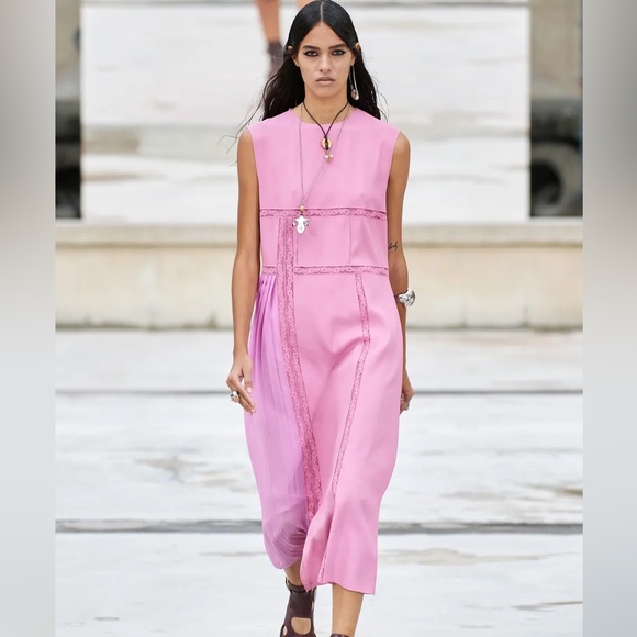 Chloe Dresses & Skirts - ✨ NWOT CHLOE runway spring 2021 look 1 lace trimmed pink dress